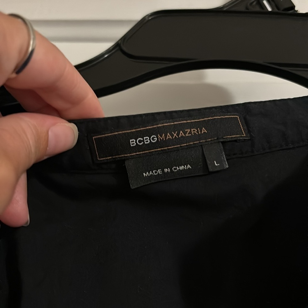 BCBGMaxAzria Black Ruffle Button-Down Top - Picture 2 of 5